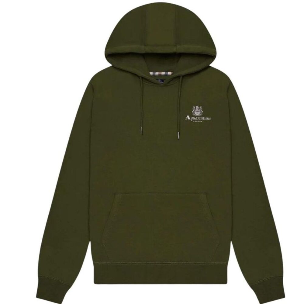 Aquascutum Mens Active Big Logo Hoodie / Green